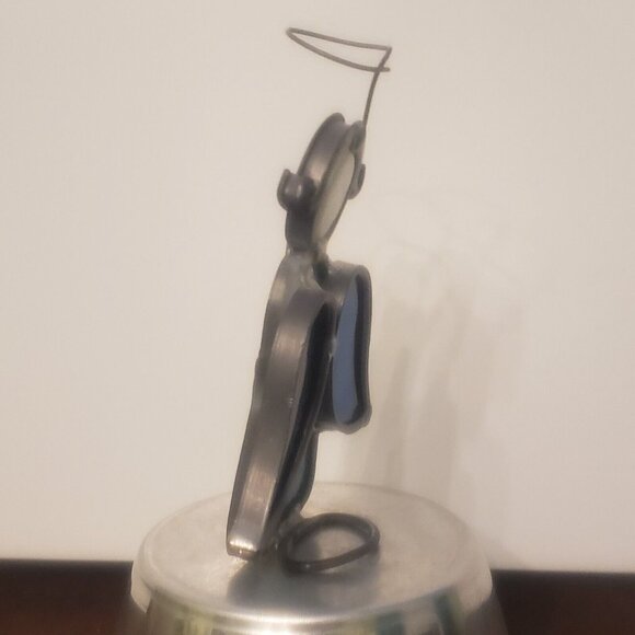 Vintage 1980 Blue Stained Glass Leaded Suncatcher Angel With‎ Halo 4" Standing - Picture 5 of 10